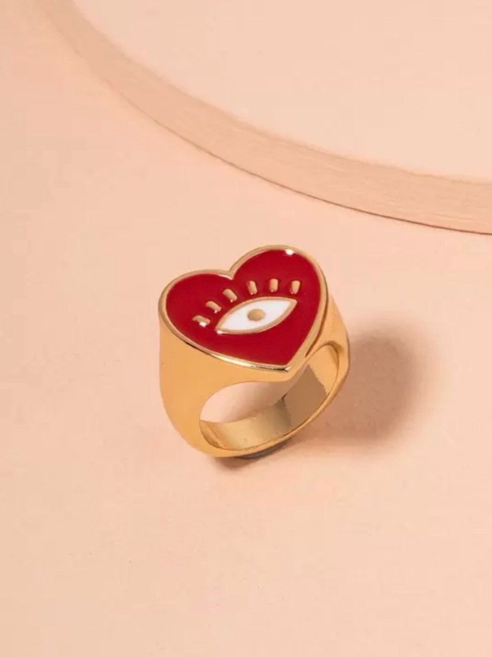 Red Heart Evil Eye Ring A2044